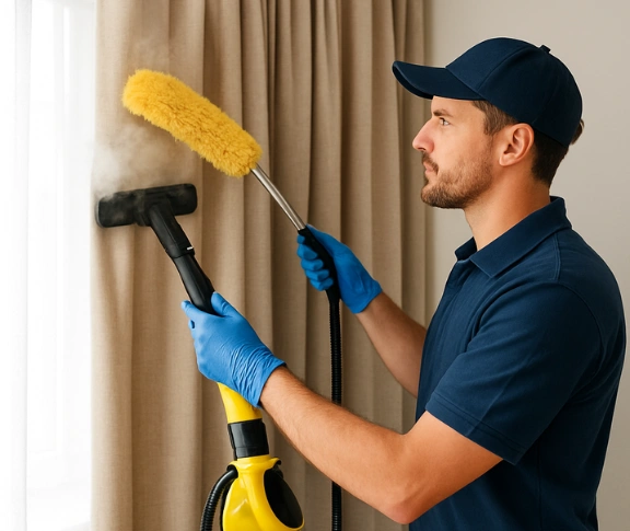 Emergency same-day curtain stain removal draper Matty Curtain Cleaning